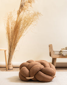 (M) Chocolate Vegan Suede Knot Floor Cushion- 30% OFF