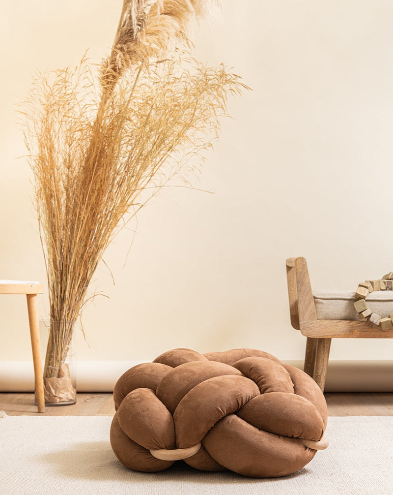 (M) Chocolate Vegan Suede Knot Floor Cushion- 25% OFF