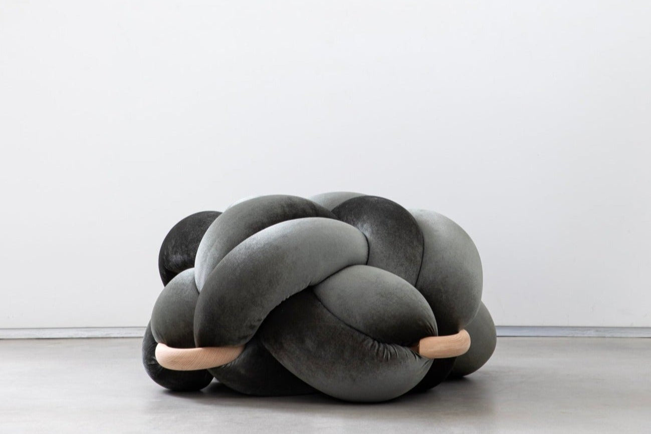 L Olive Green Velvet Knot Floor Cushion — Knots Studio