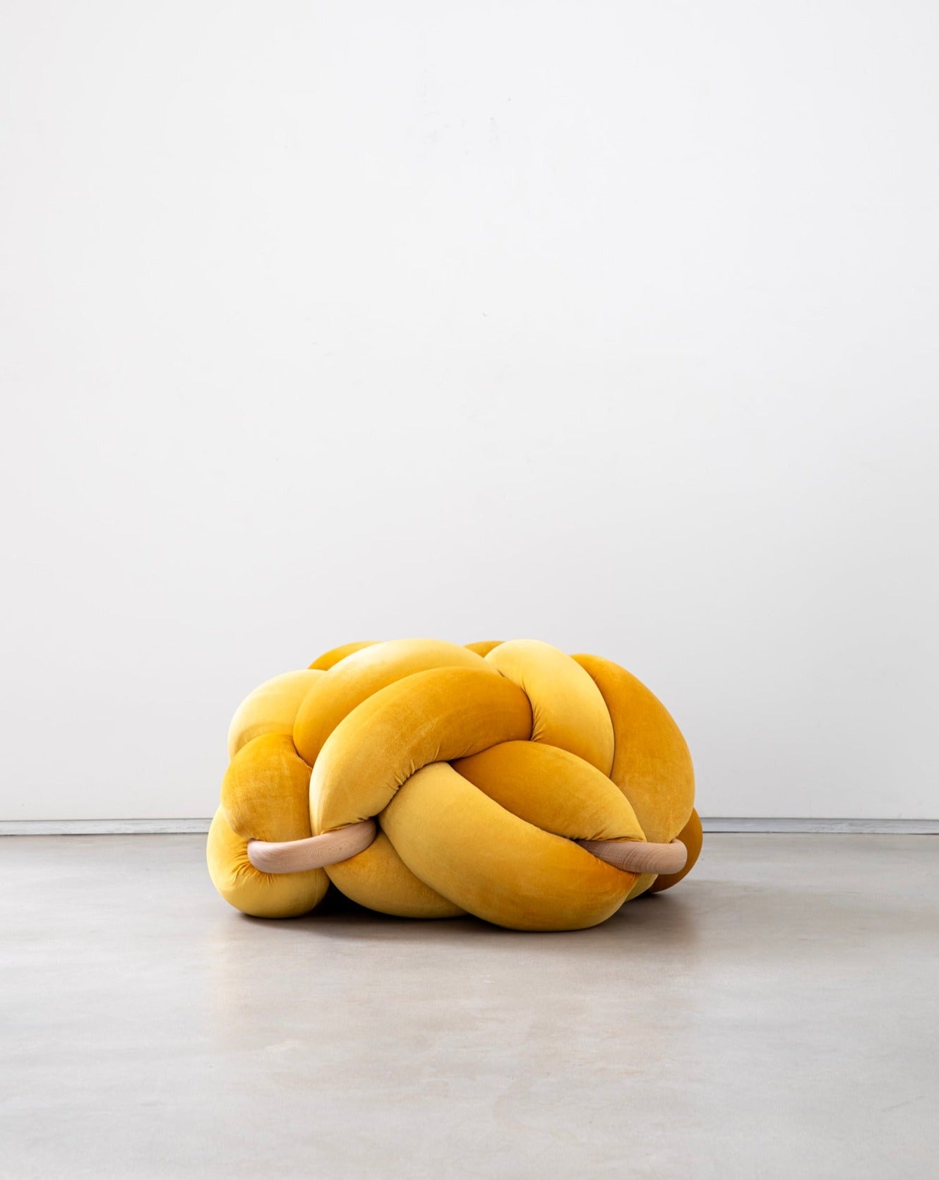 (L) Sunlight Yellow Velvet Knot Floor Cushion