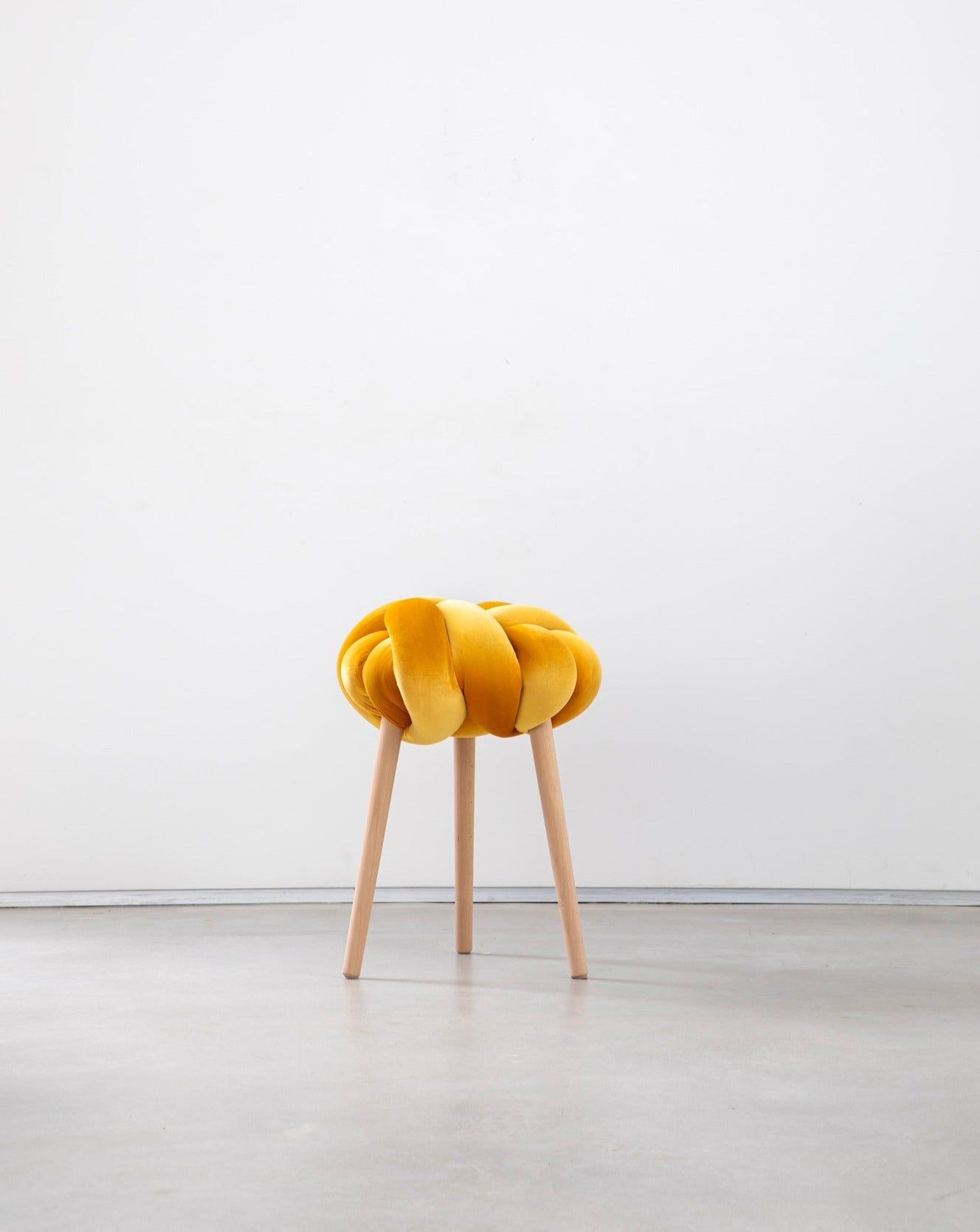 Sunlight Yellow Velvet Knot Stool