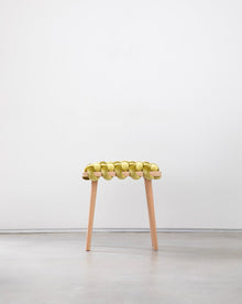 Citron Velvet Woven Stool