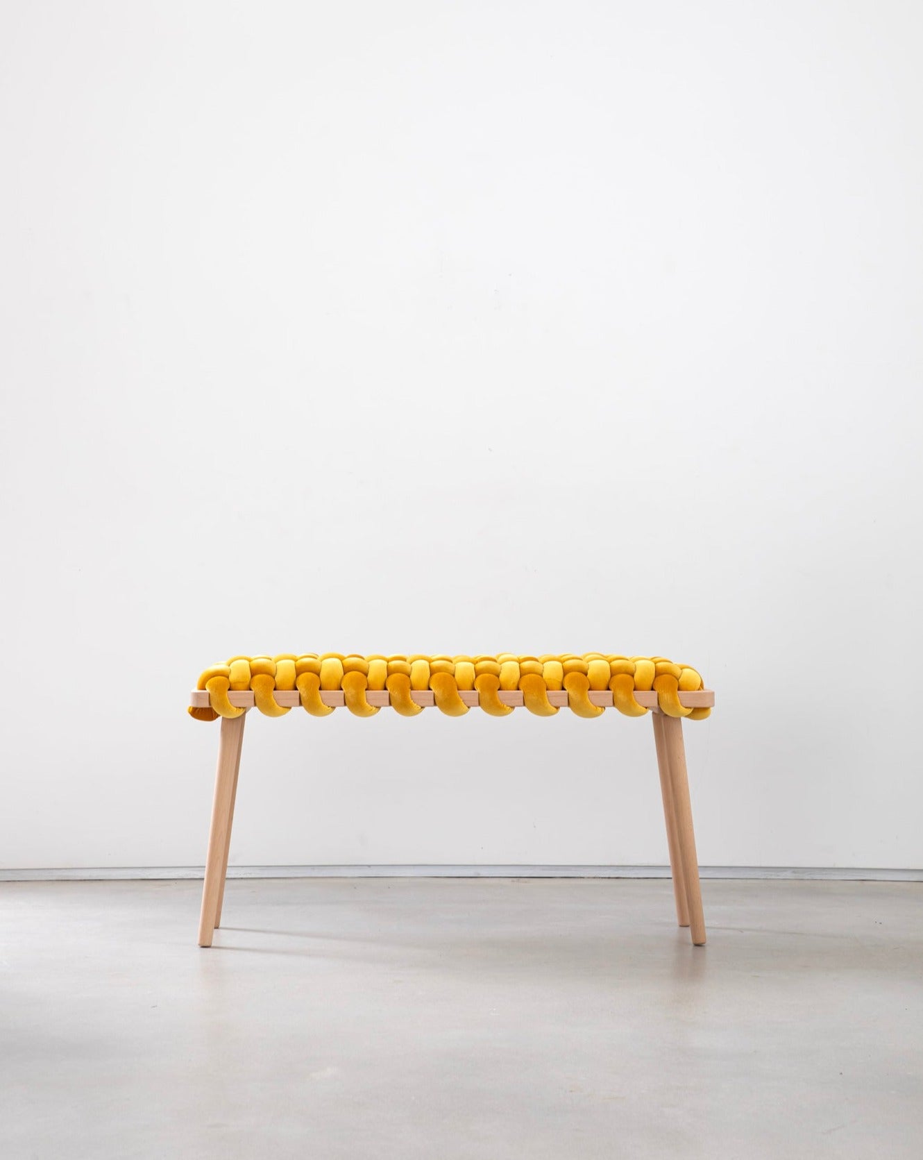 Sunlight Yellow Velvet Woven Bench