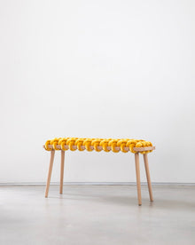 Sunlight Yellow Velvet Woven Bench