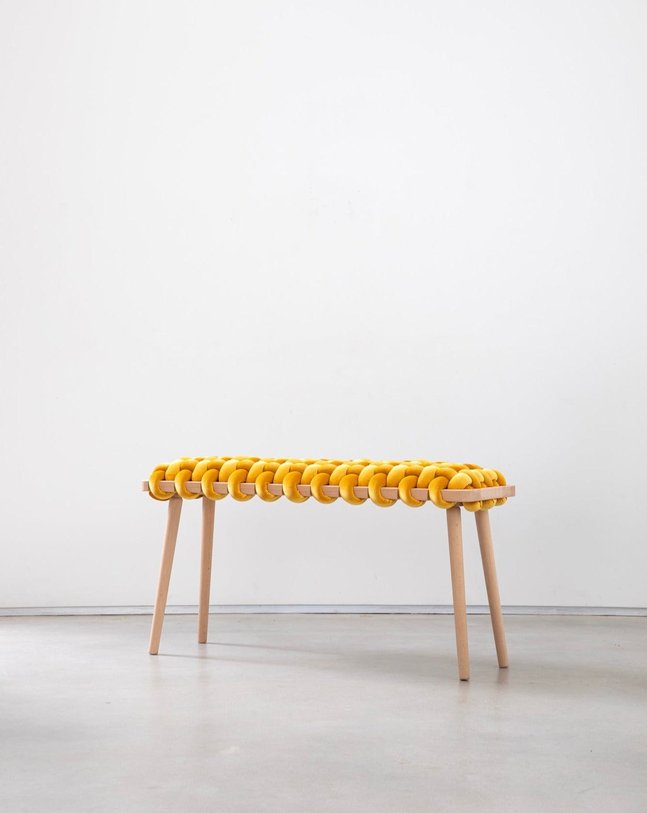 Sunlight Yellow Velvet Woven Bench