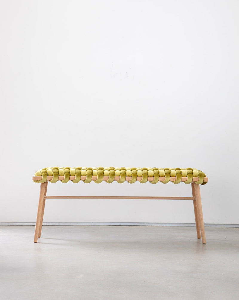 Citron Velvet Woven Bench