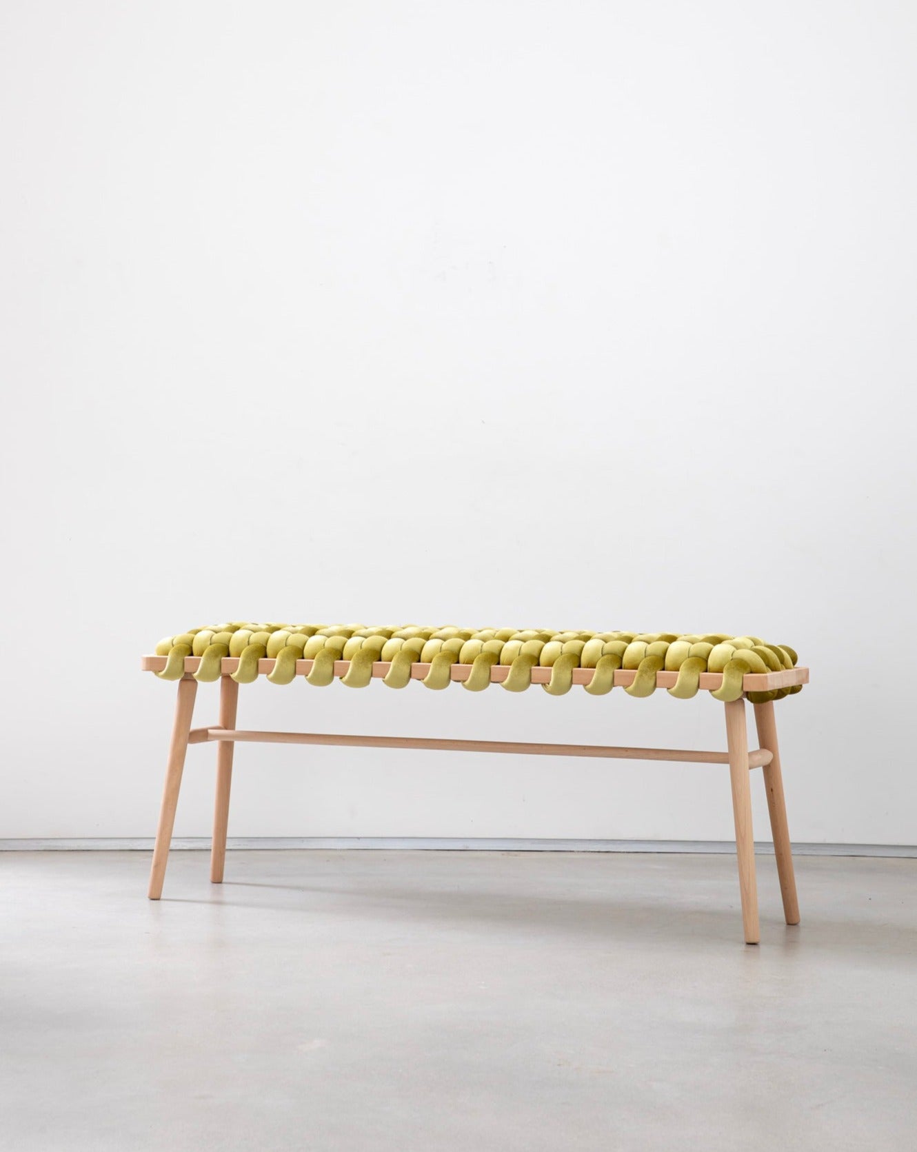 Citron Velvet Woven Bench