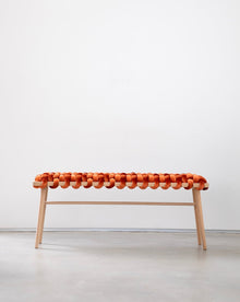 Burnt Orange Velvet Woven Bench