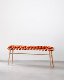 Burnt Orange Velvet Woven Bench