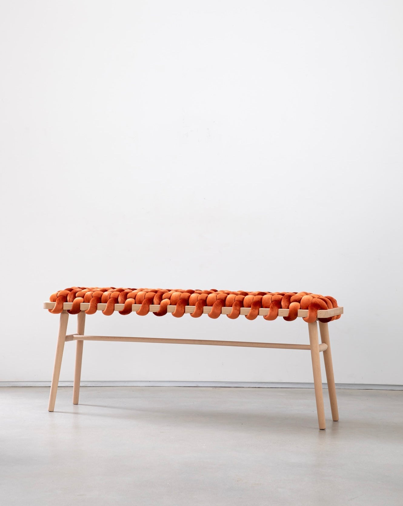 Burnt Orange Velvet Woven Bench