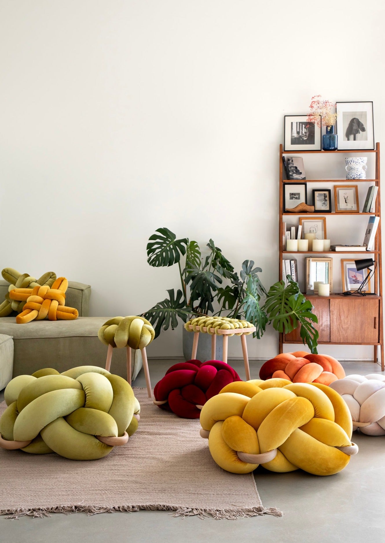 Citron Velvet Knot Pillow