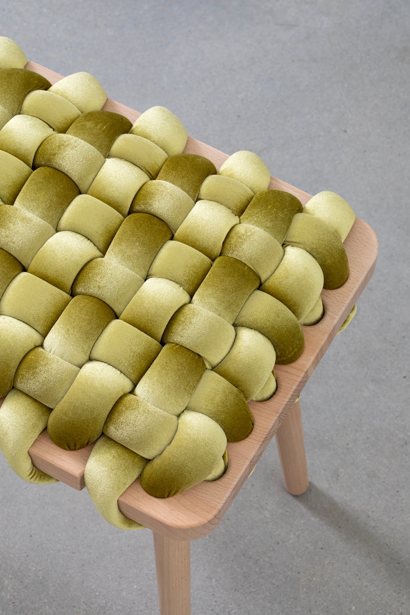 Citron Velvet Woven Bench