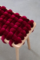 Hot Cherry Velvet Woven Bench