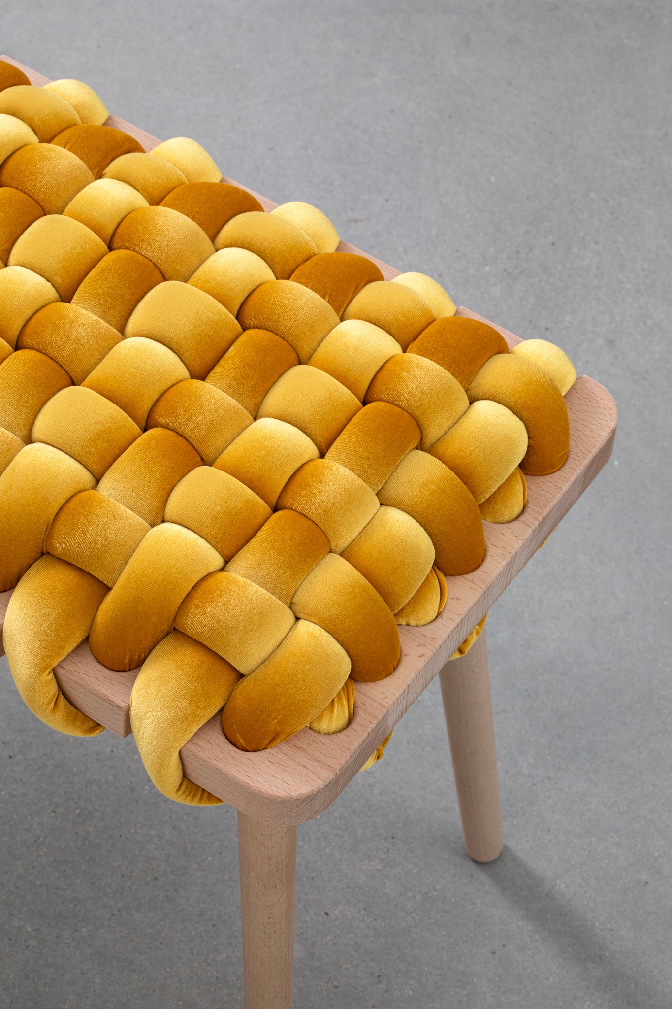 Sunlight Yellow Velvet Woven Bench