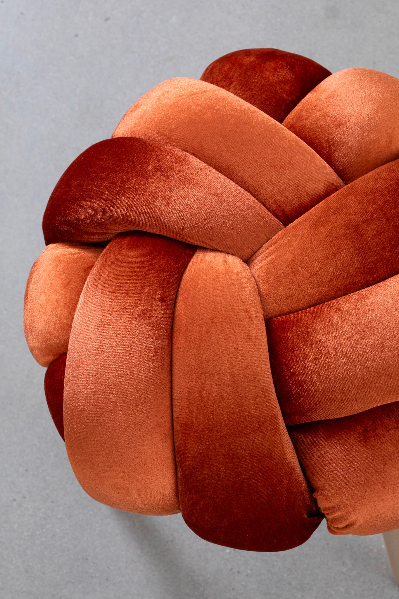 Burnt Orange Velvet Knot Stool