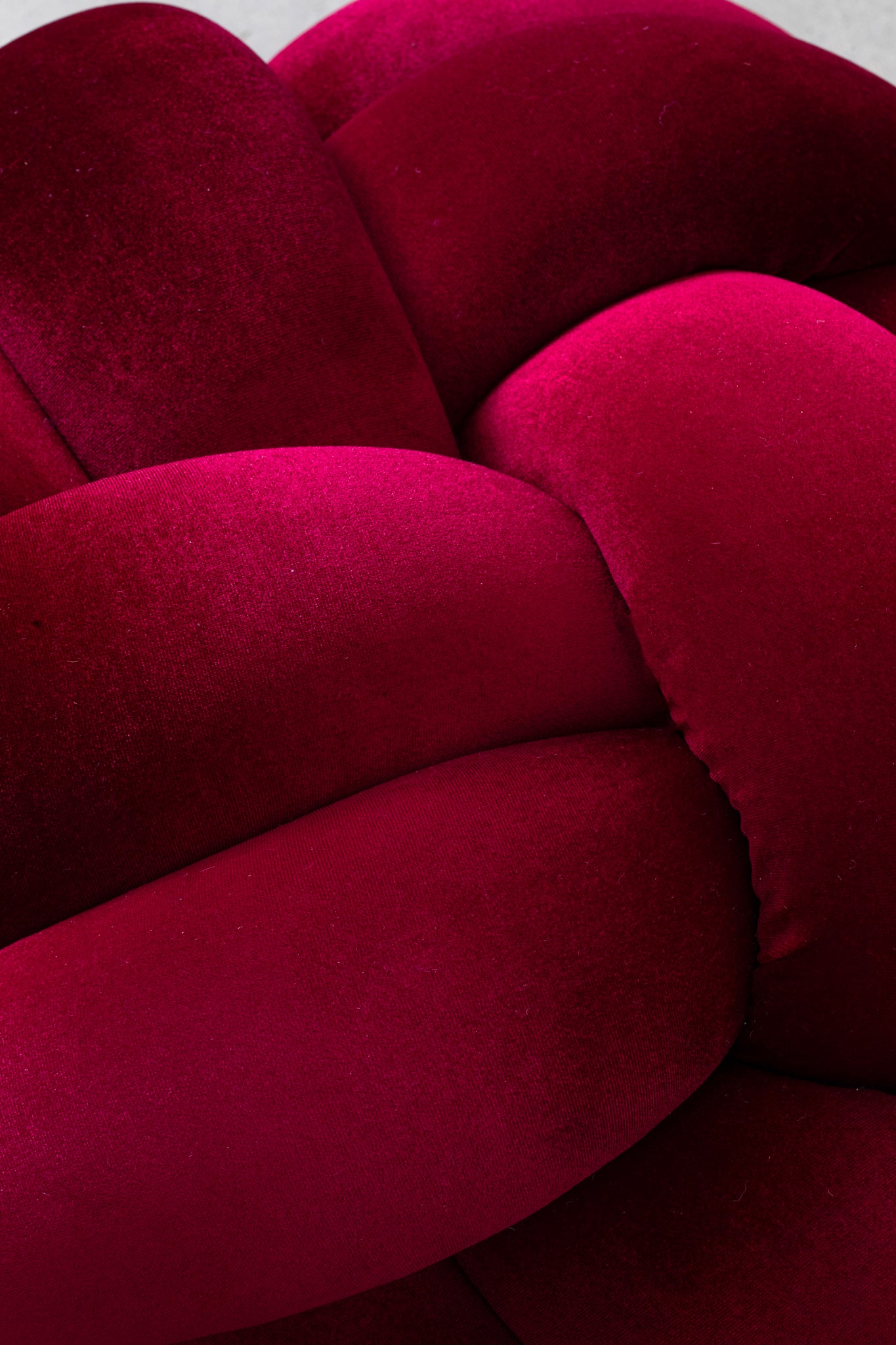 (M) Hot Cherry Velvet Knot Floor Cushion