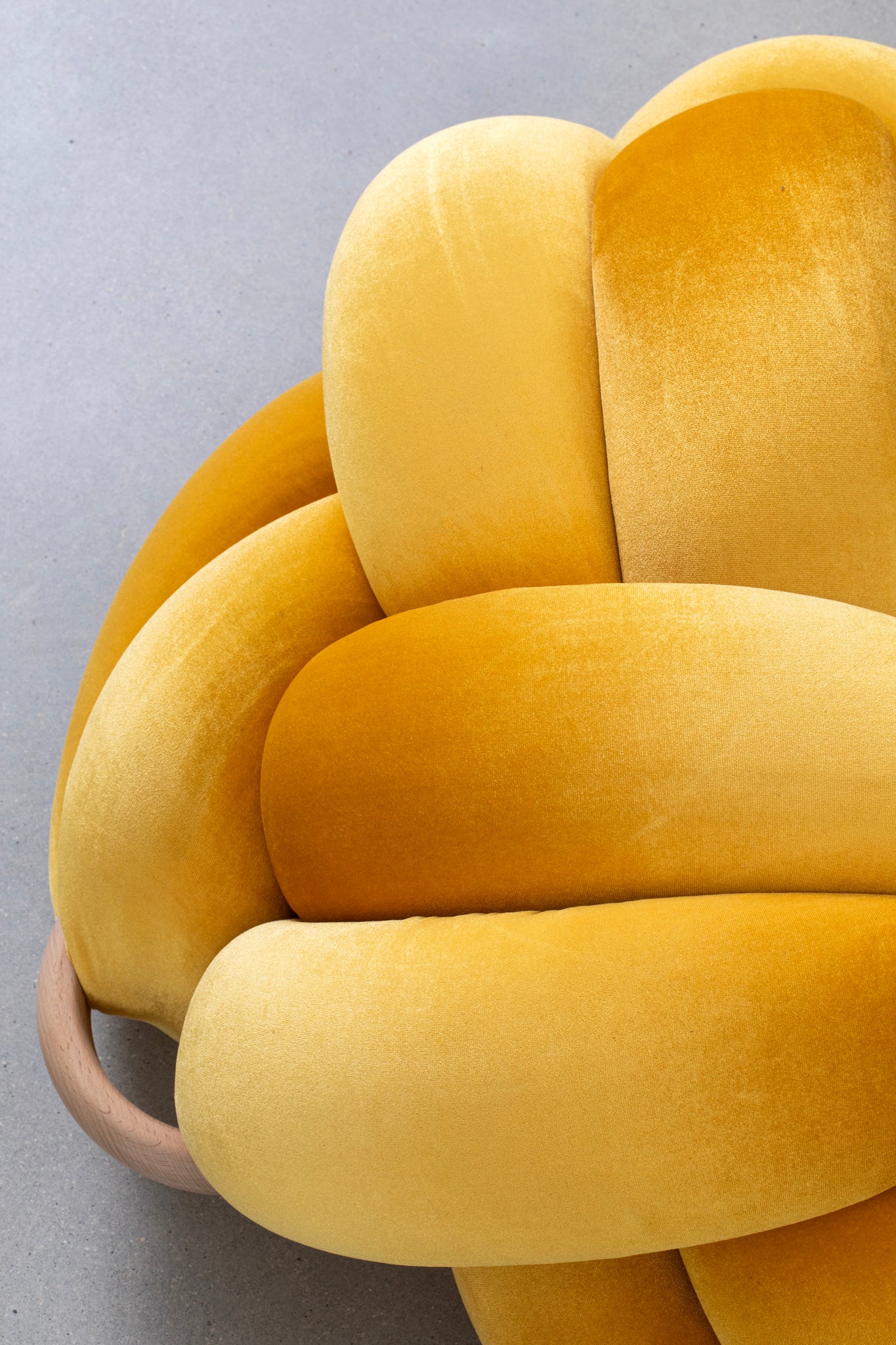 (L) Sunlight Yellow Velvet Knot Floor Cushion