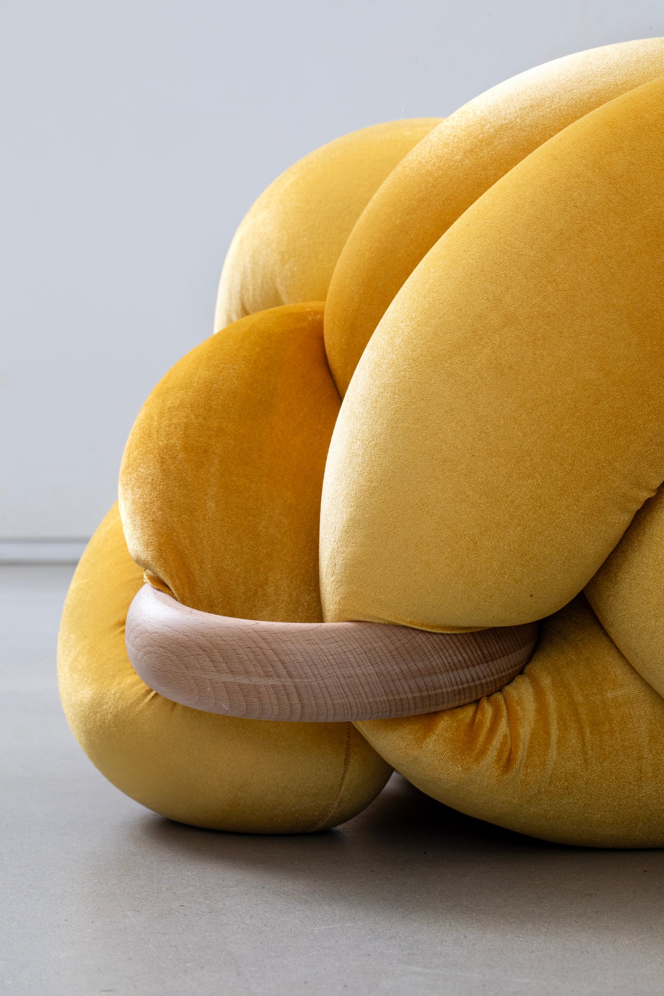 (L) Sunlight Yellow Velvet Knot Floor Cushion