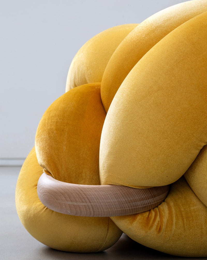(M) sunlight yellow Velvet Knot Floor Cushion