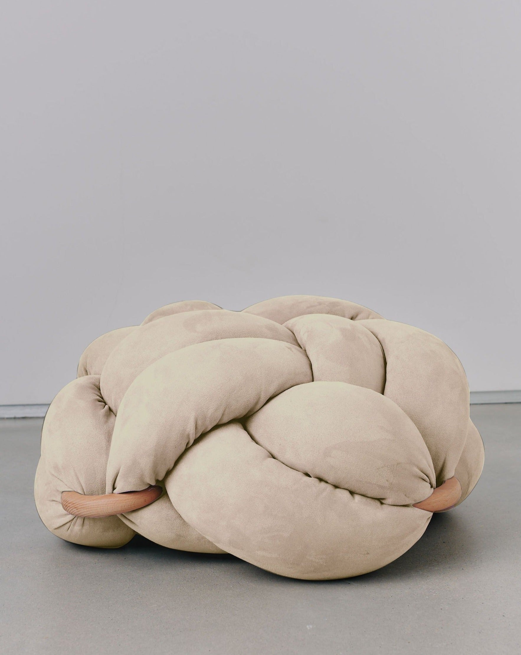 (L) Cream Vegan Suede Knot Floor Cushion