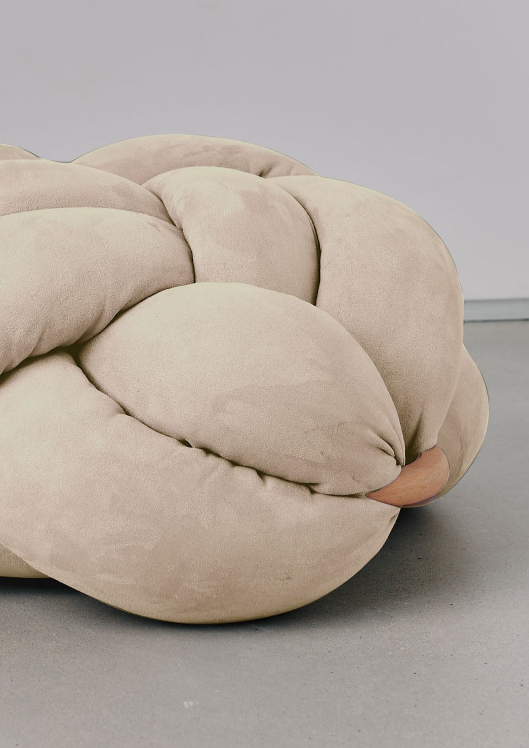 (L) Cream Vegan Suede Knot Floor Cushion