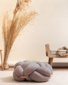 (M) Arora Grey Vegan Suede Knot Floor Cushion- 30% OFF