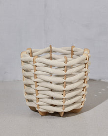 (L) Hull Basket in Cream Vegan Suede