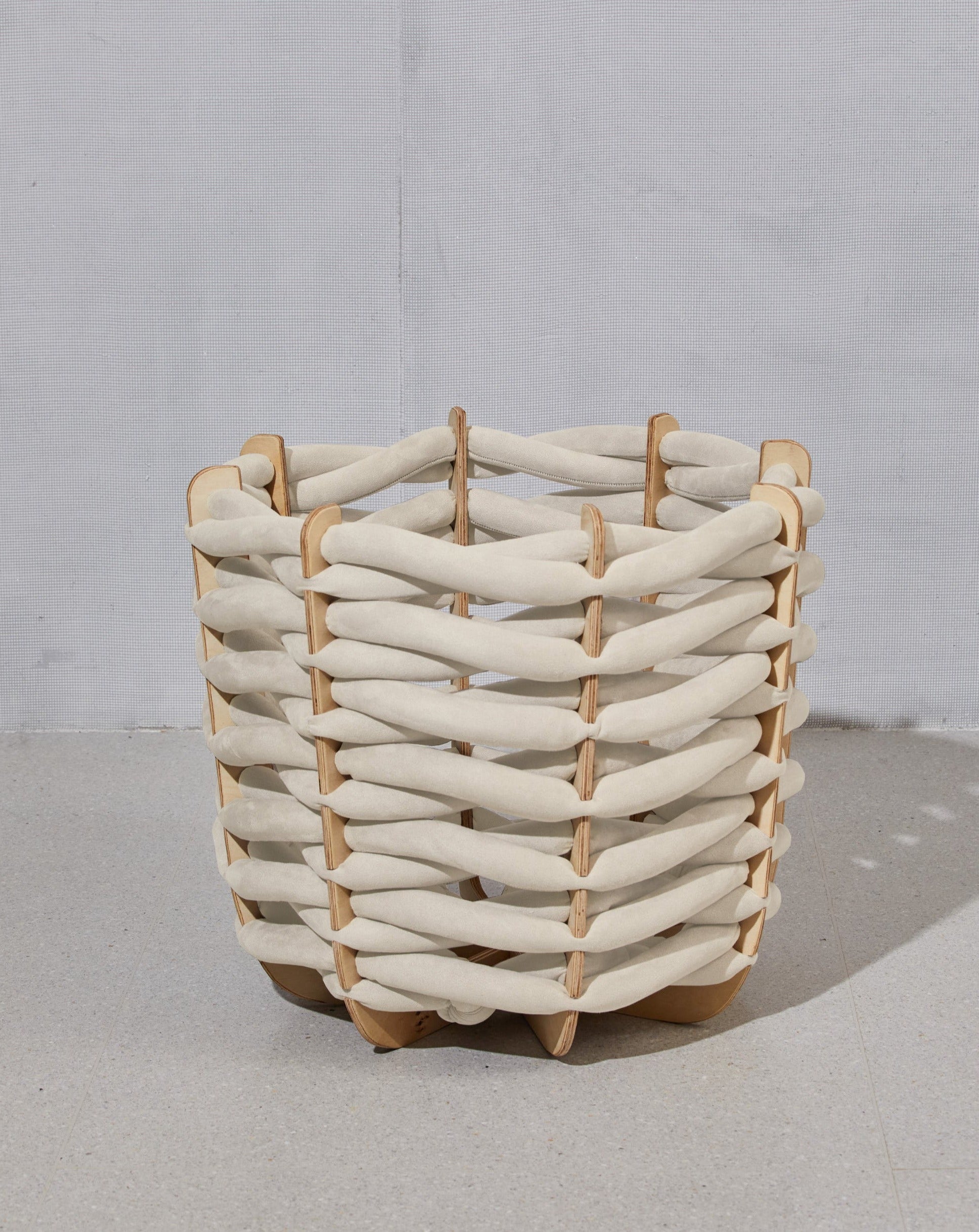 (L) Hull Basket in Cream Vegan Suede