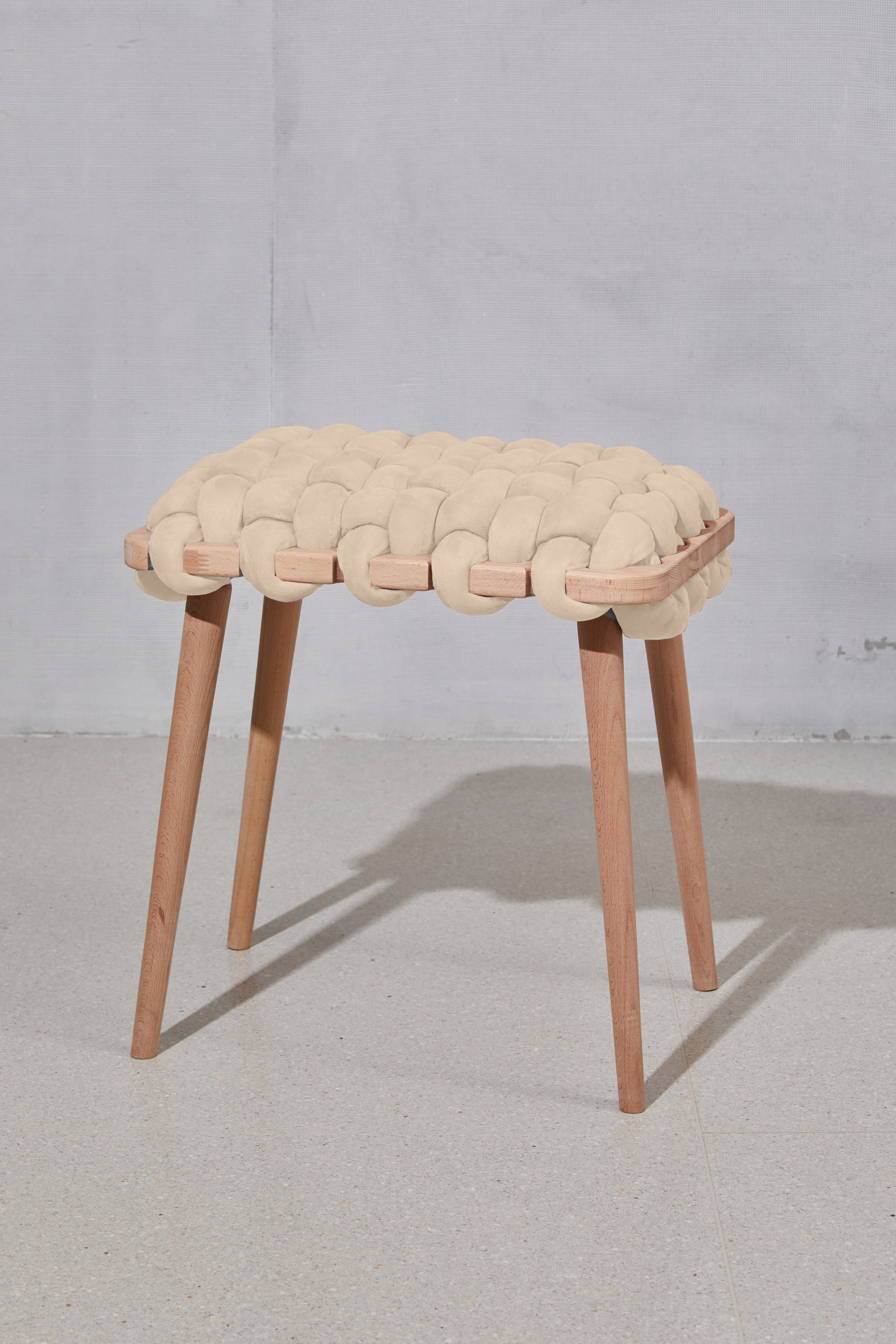 Buttermilk Vegan Suede Woven Stool