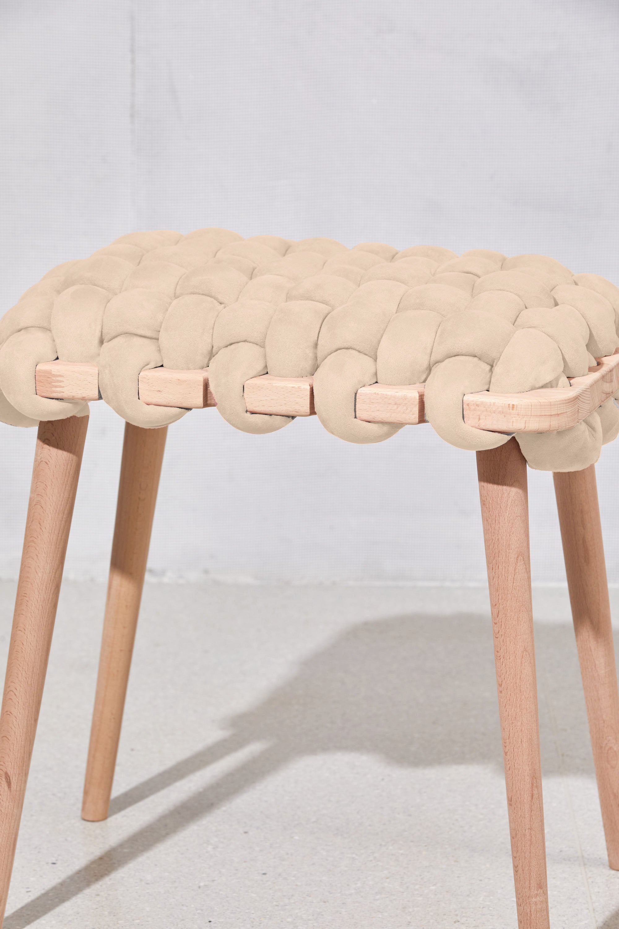 Buttermilk Vegan Suede Woven Stool