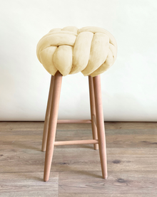 Cream Vegan Suede Knot Bar Stool