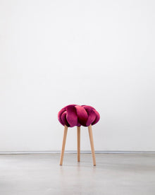 Hot Cherry Velvet Knot Stool