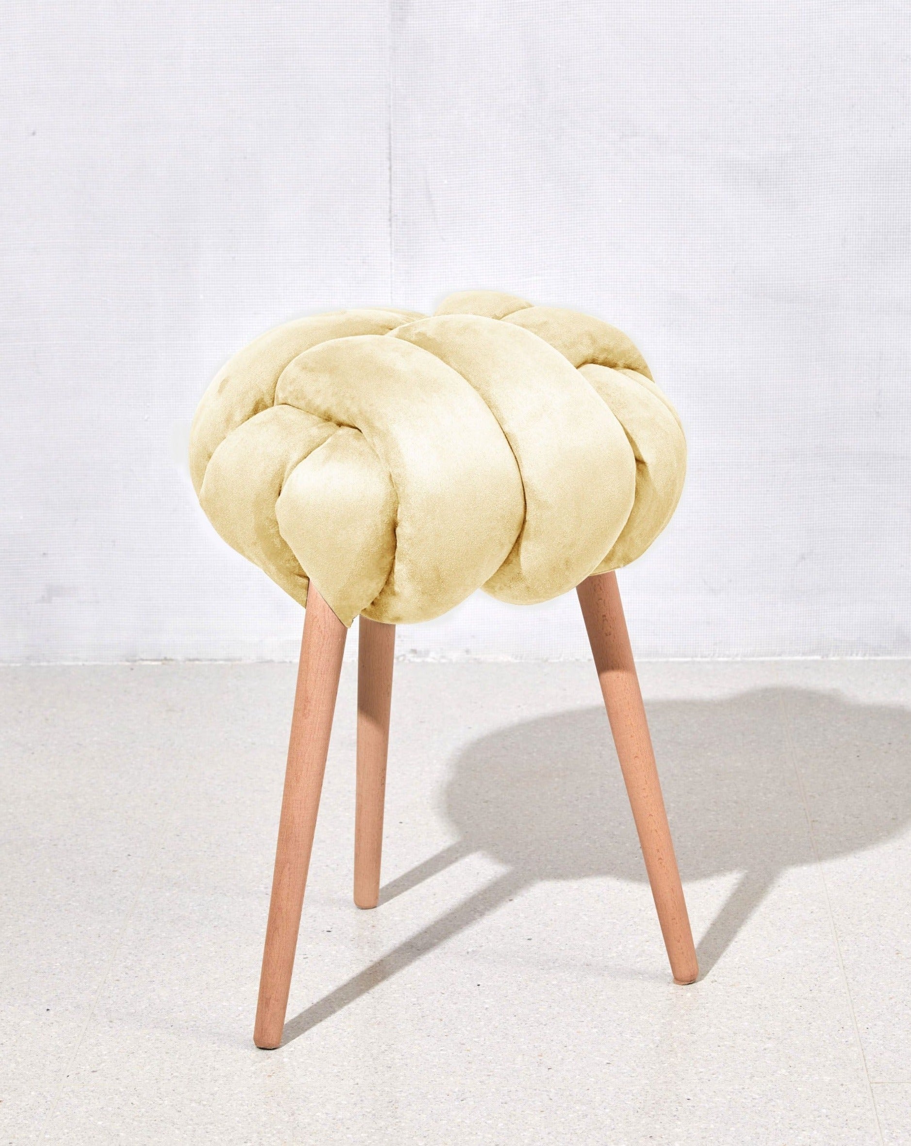 Cream Vegan suede Knot Stool