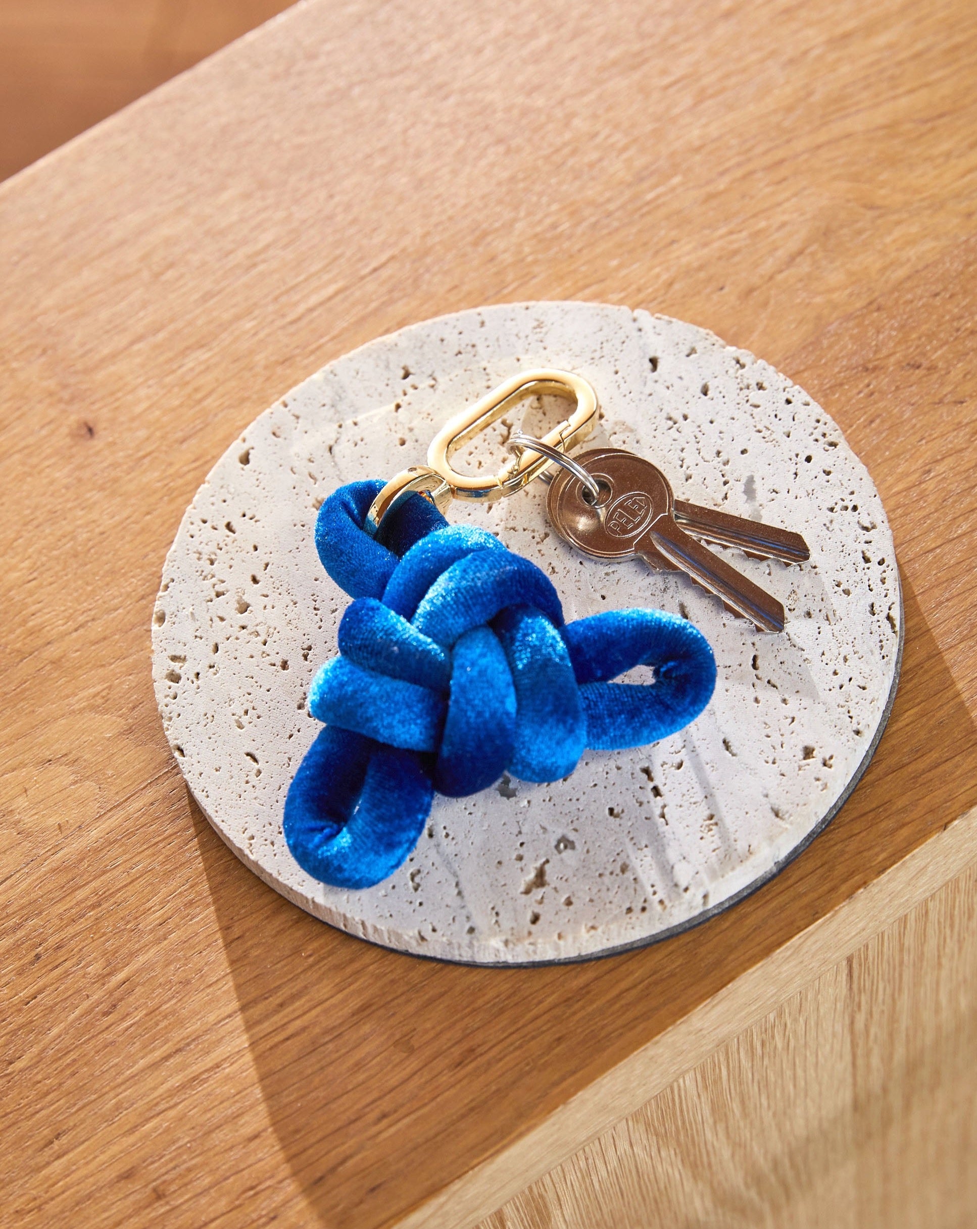 Royal Blue Velvet Knot Key Chain