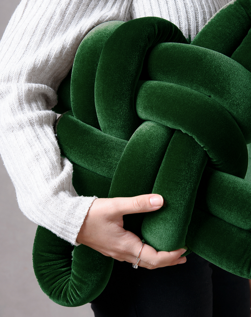 Emerald Green Velvet Knot Pillow