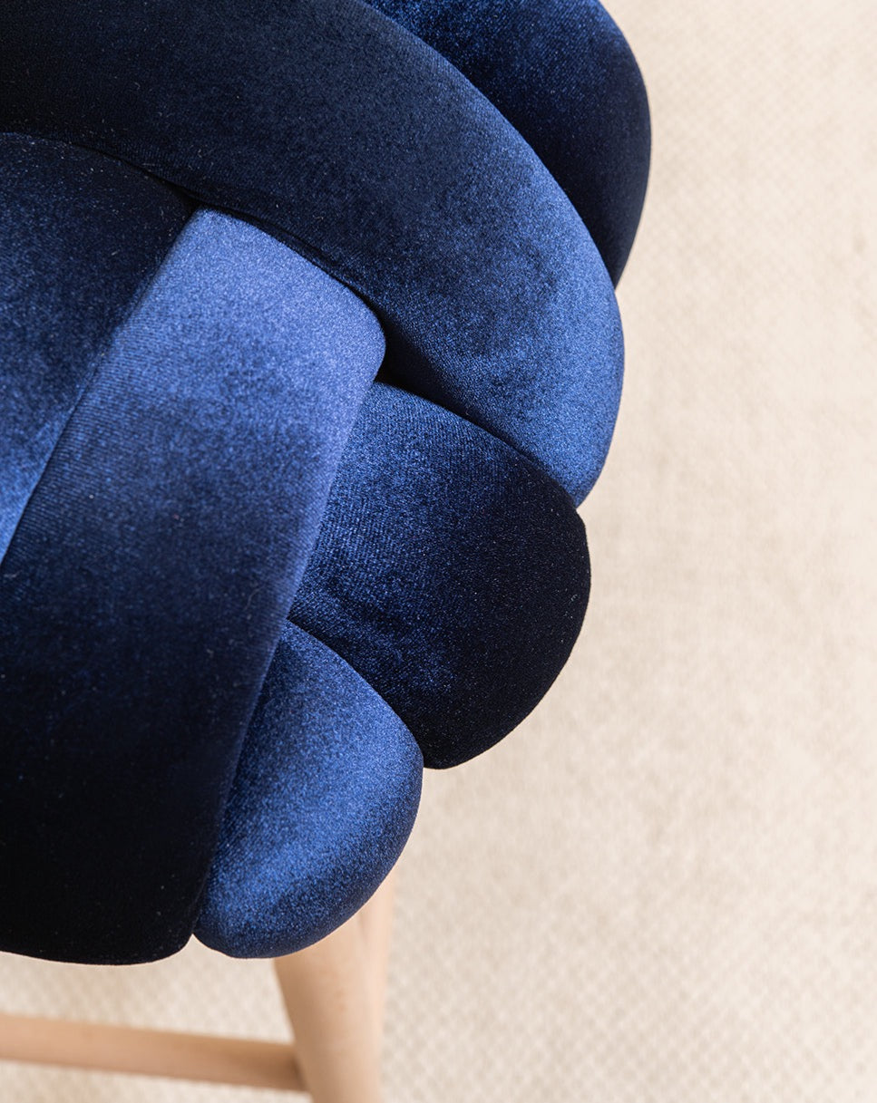 Midnight Blue Velvet Knot Bar Stool