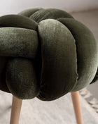 Olive Green Velvet Knot Stool