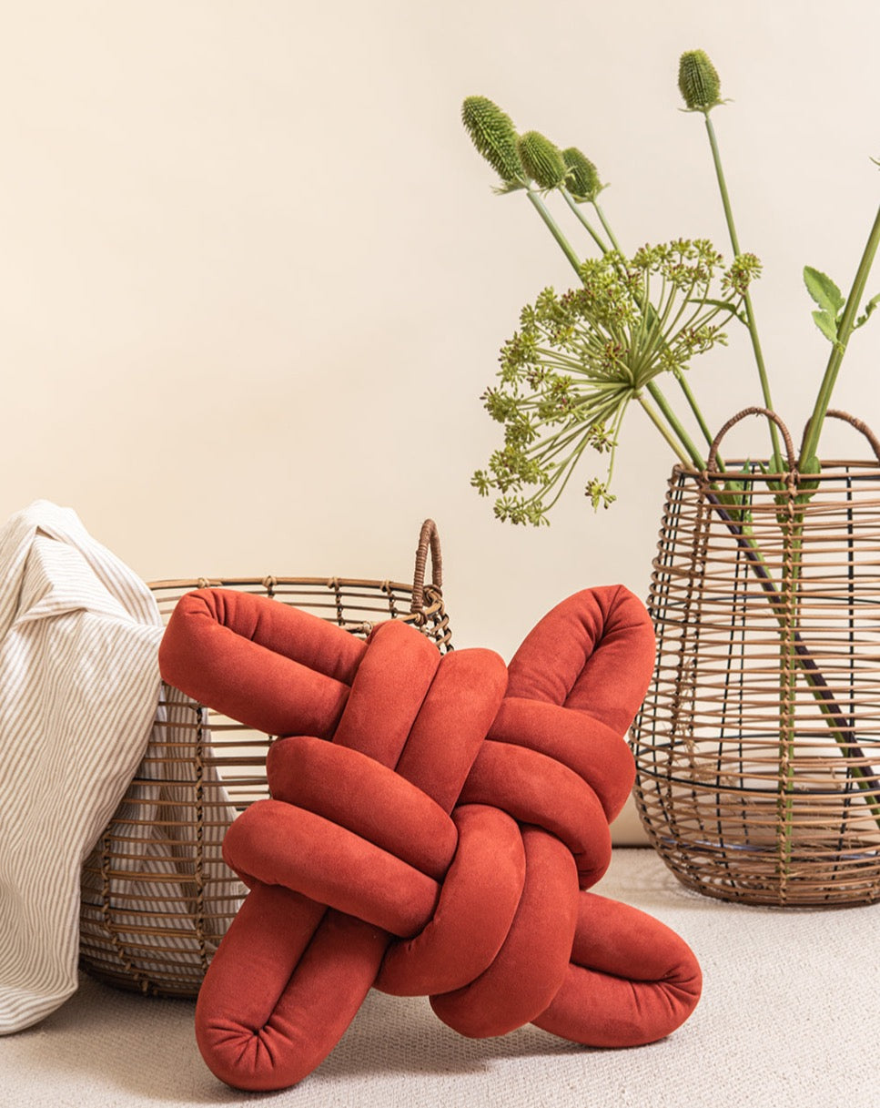 Red Earth Vegan Suede Knot Pillow