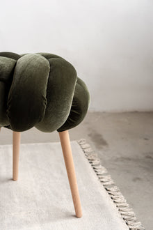 Olive Green Velvet Knot Stool- 25% OFF