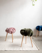 Olive Green Velvet Knot Stool