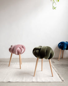 Olive Green Velvet Knot Stool- 25% OFF