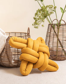 Desert Yellow Vegan Suede Knot Pillow