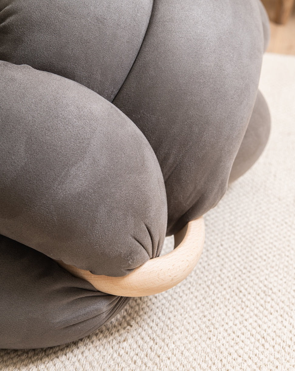 (M) Graphite Vegan Suede Knot Floor Cushion