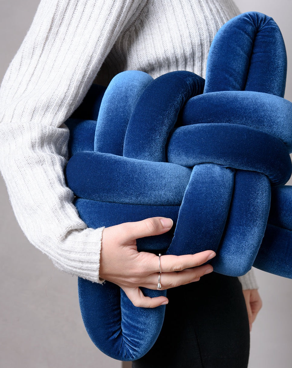 Royal Blue Velvet Knot Pillow