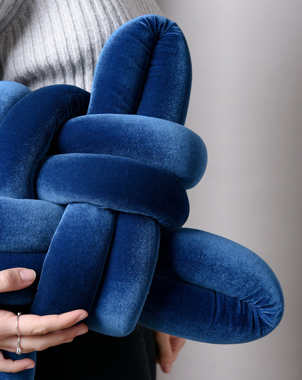 Royal Blue Velvet Knot Pillow