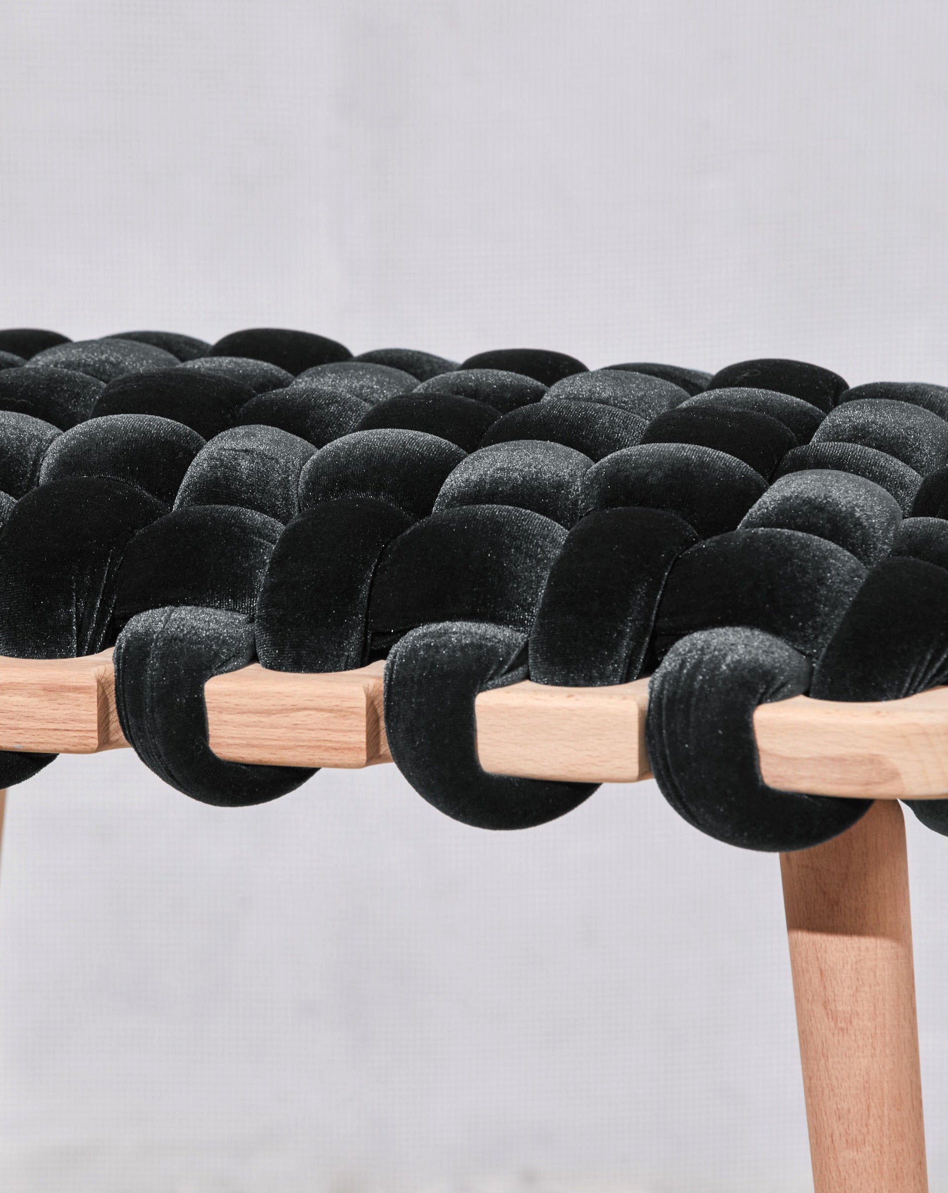 Black Velvet Woven Stool