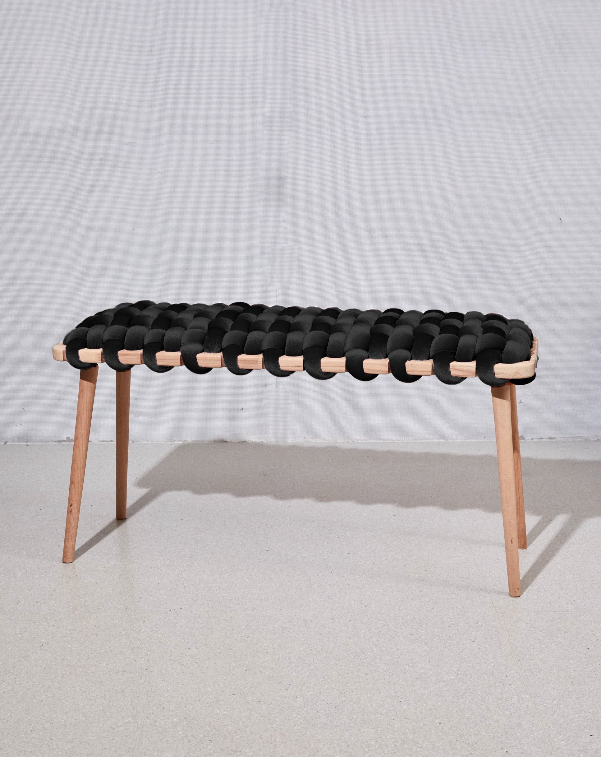 Black Velvet Woven Bench