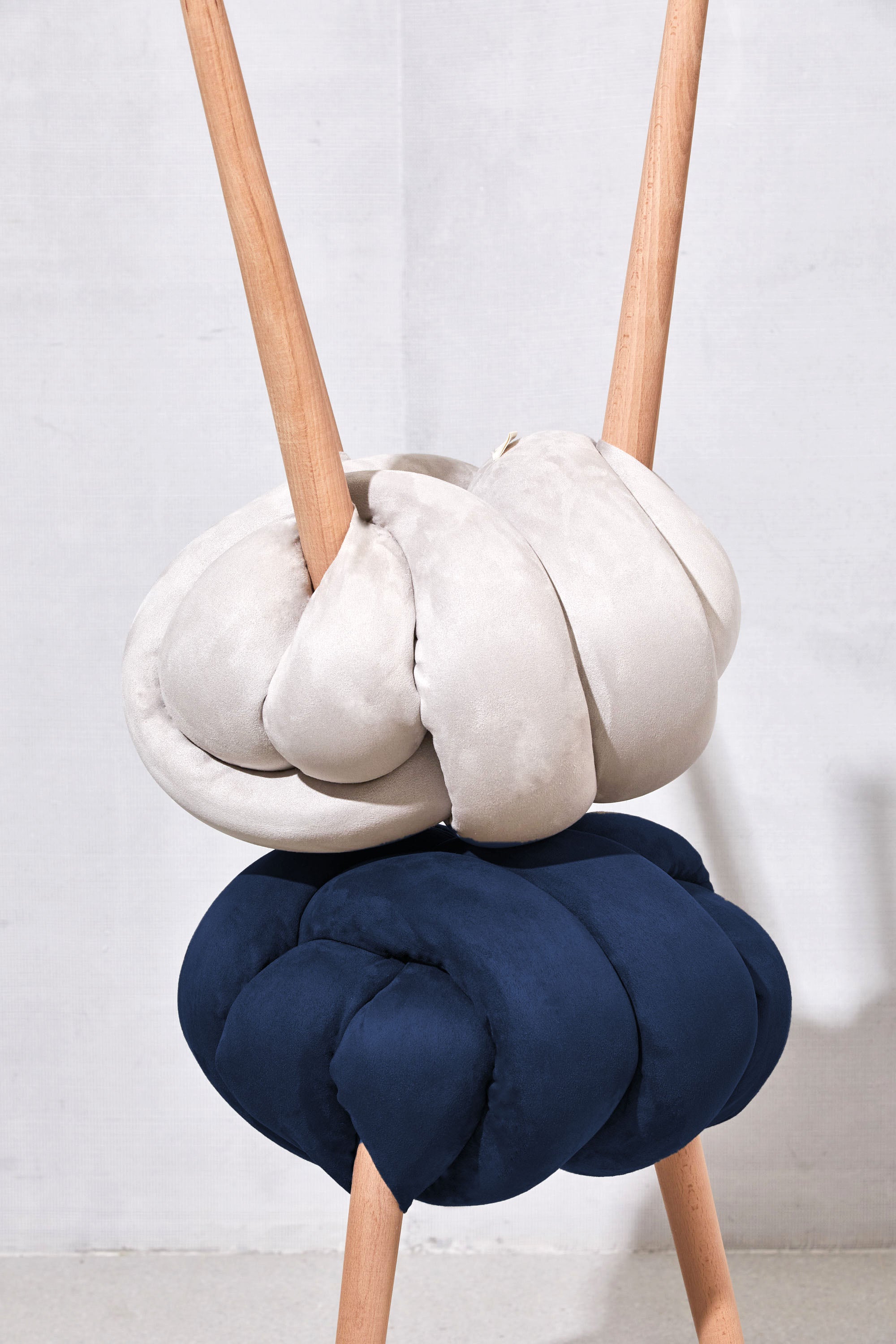 Indigo Blue Vegan suede Knot Stool