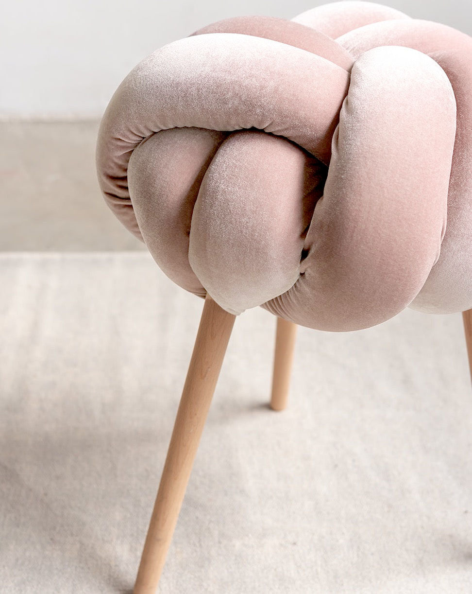 Blush Pink Velvet Knot Stool