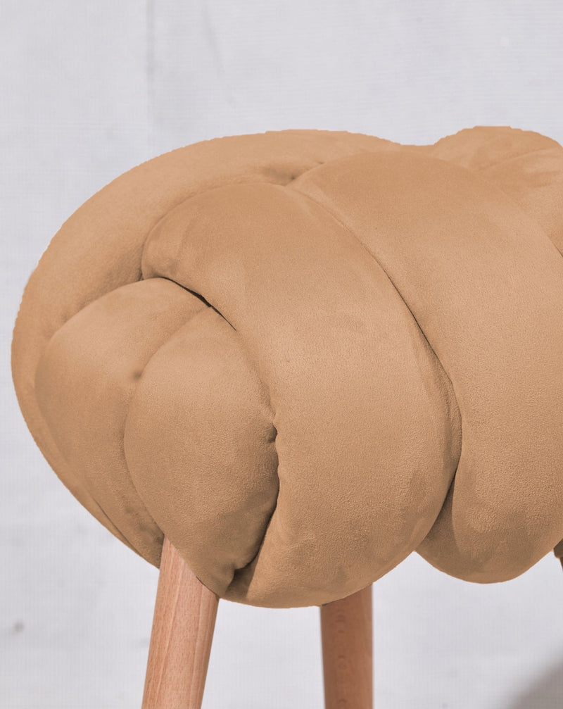 Camel Vegan suede Knot Stool